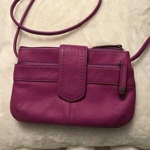 Tignanello Crossbody Leather Bag Purse. Fuchsia